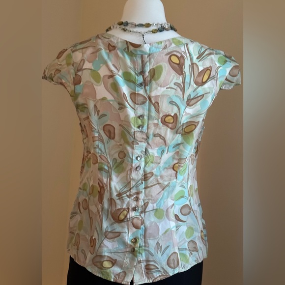 Limited Collection Delicate Blouse Buttons In Back Light Colors Ties Front Sz 16 - Picture 6 of 10